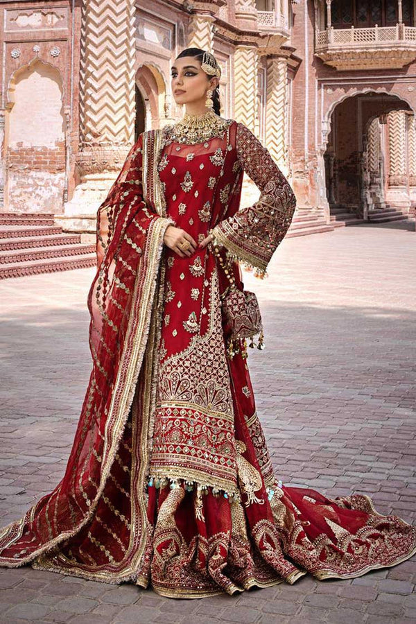 maria b red bridal dresses Maria B | Mbroidered Wedding Edition 23 | Maroon BD-2708